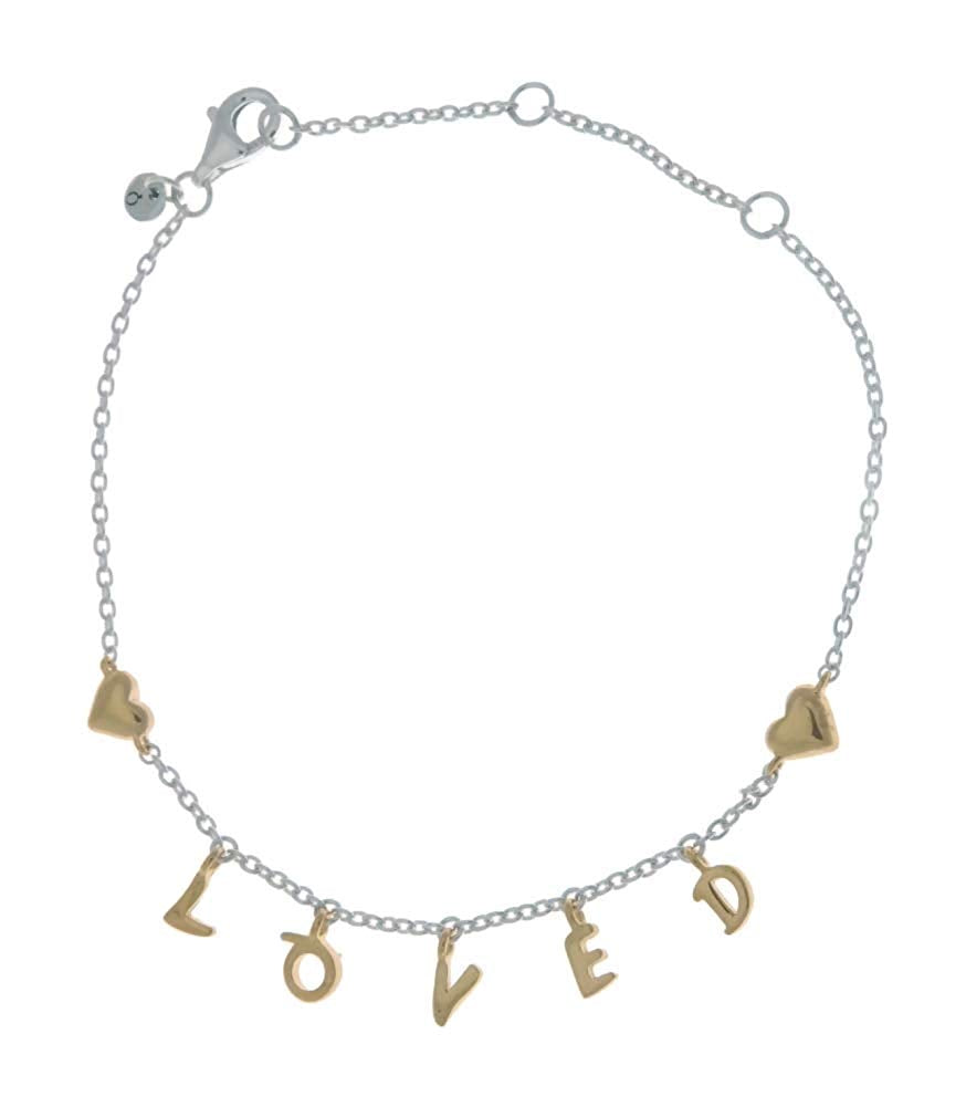 PANDORA Loved Script 925 Sterling Silver Bracelet with 18k Gold Plated PANDORA Shine Letters - 20cm