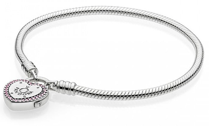 Pandora Lock Your Promise Bracelet - Fancy Fuchsia Pink & Clear CZ -