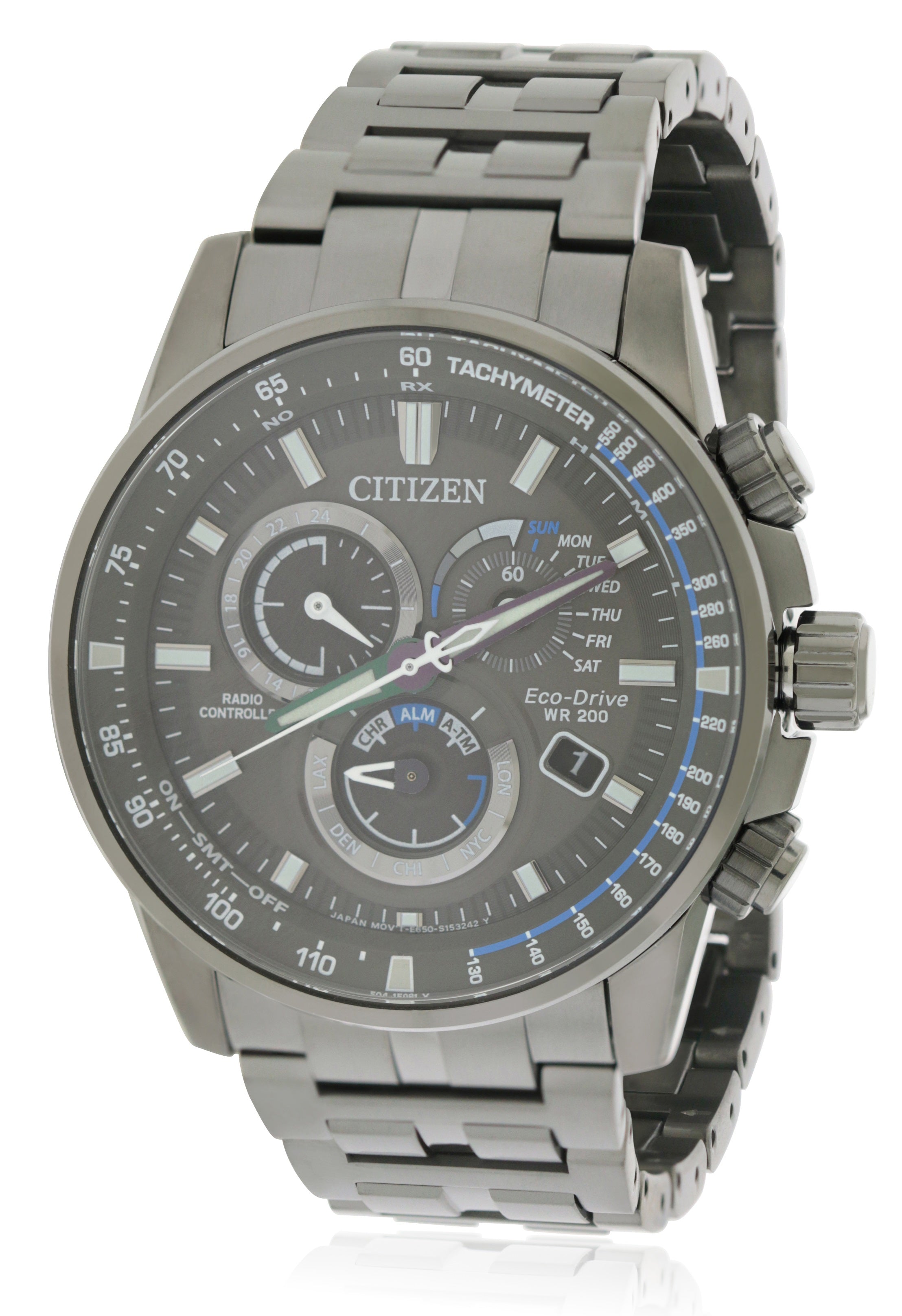 Citizen Eco-Drive Black Stainless Steel Chronograph Mens Watch
