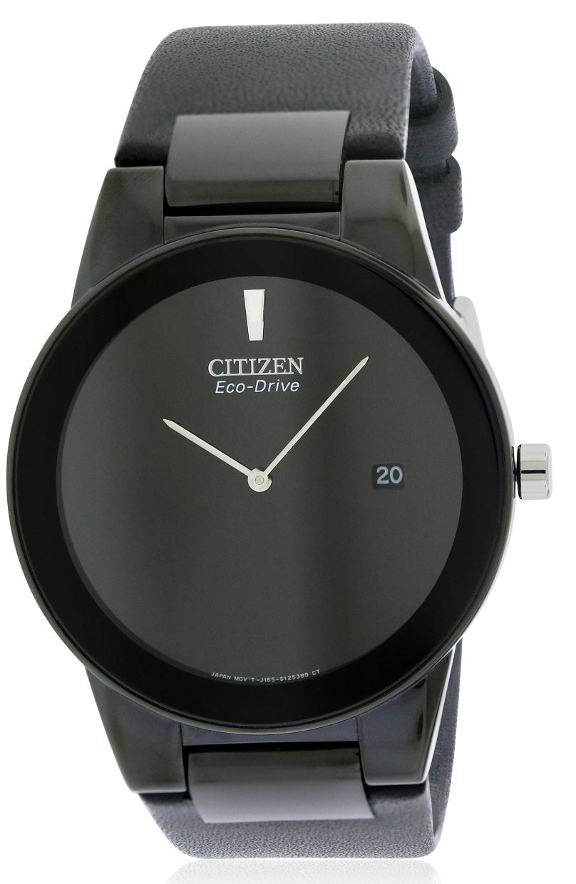 Citizen Eco-Drive Axiom Black Leather Mens Watch