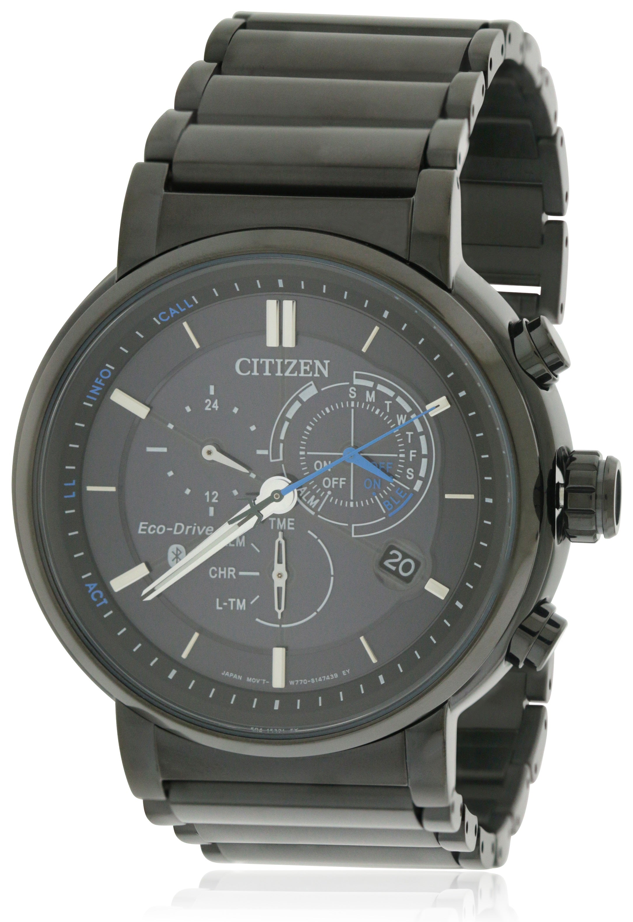 Citizen Eco-Drive Proximity Perpetual Black Chronograph Mens Watch