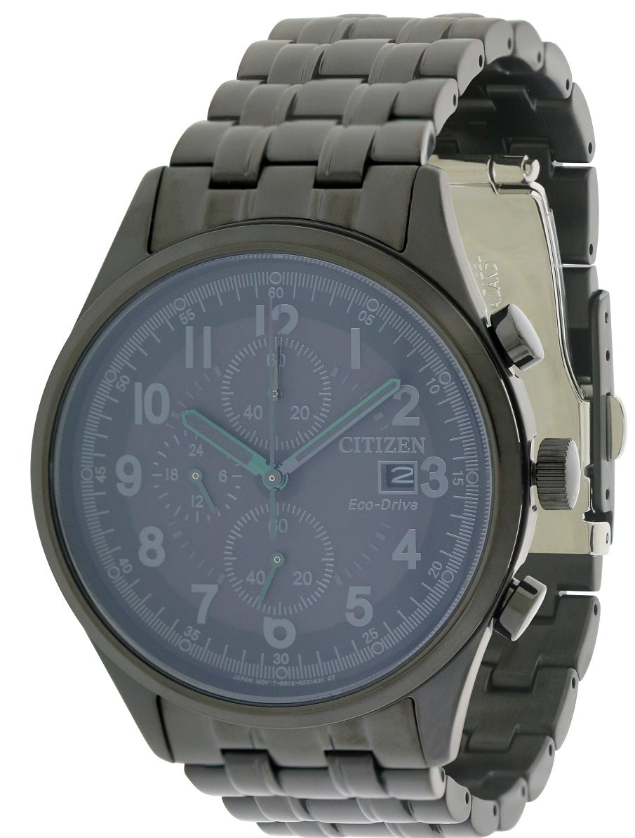 Citizen Eco-Drive Chandler Black Stainless Steel Chronograph Mens Watch