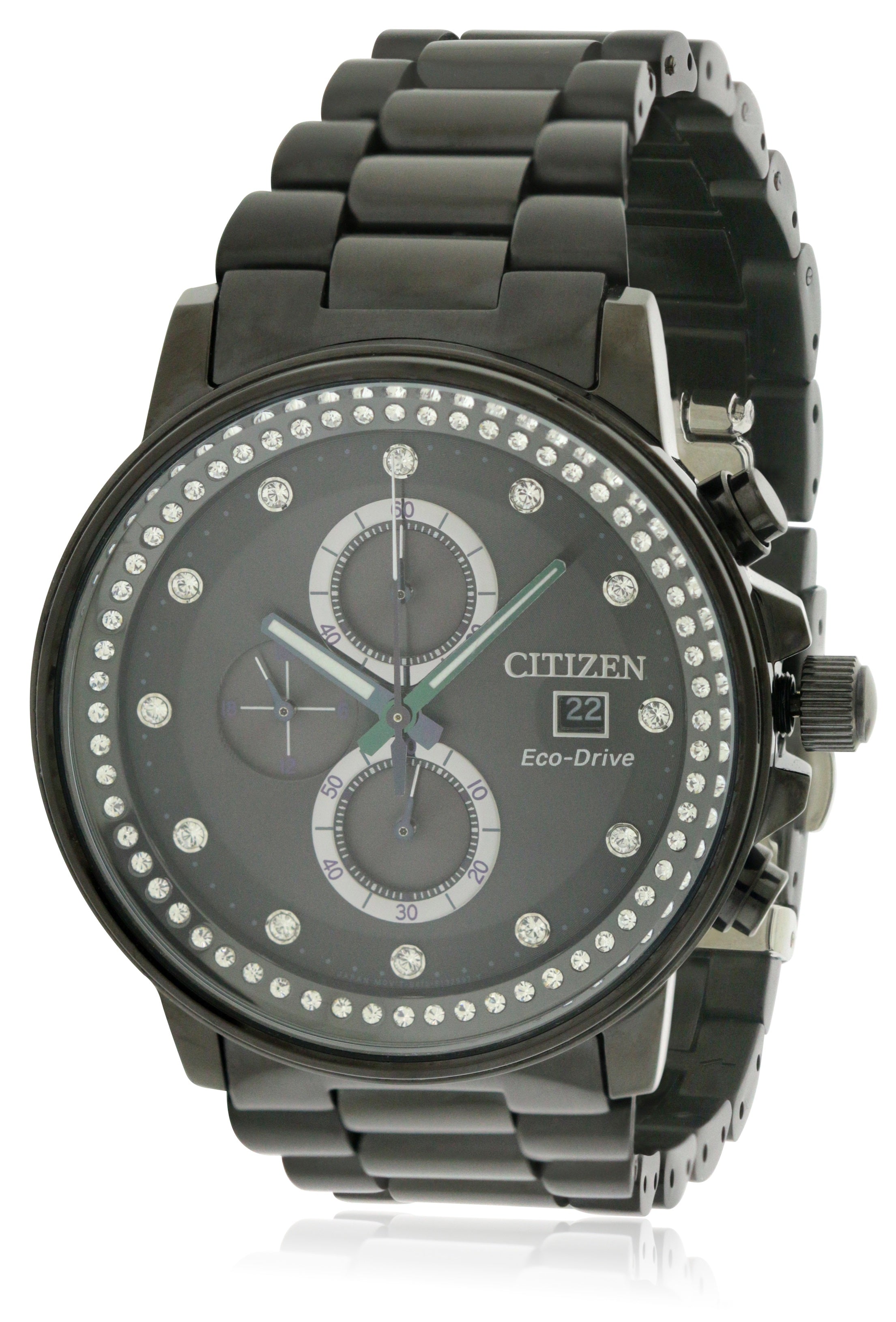 Citizen Eco-Drive Nighthawk Black Ion Chronograph Ladies Watch