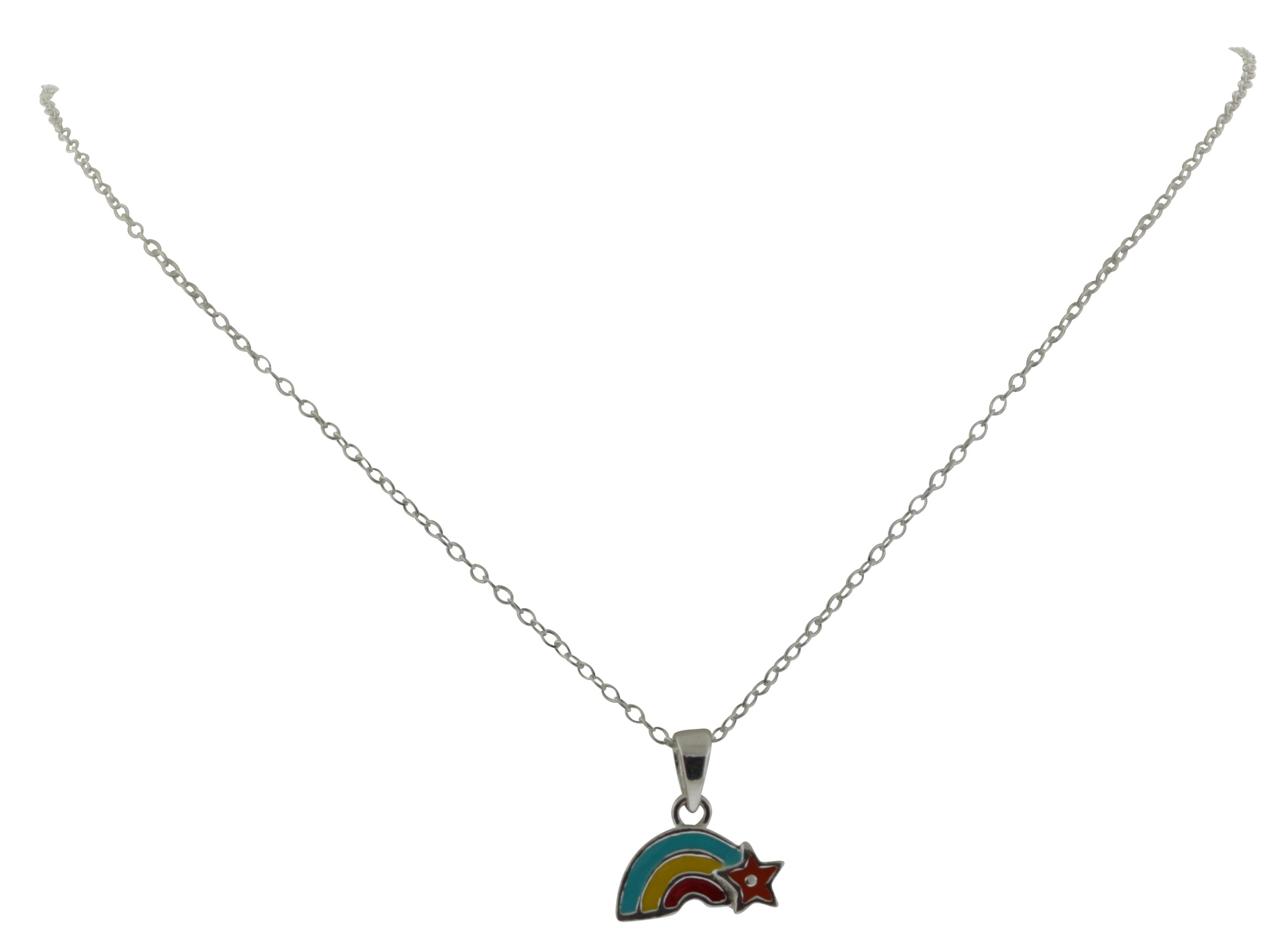 Enamel Rainbow Pendant with Chain -