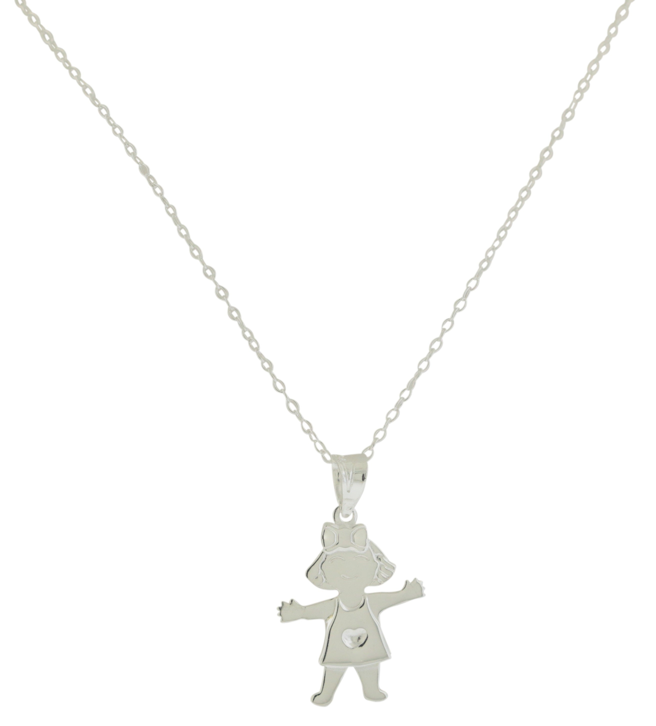 Sterling Silver Girl Pendant with - Chain
