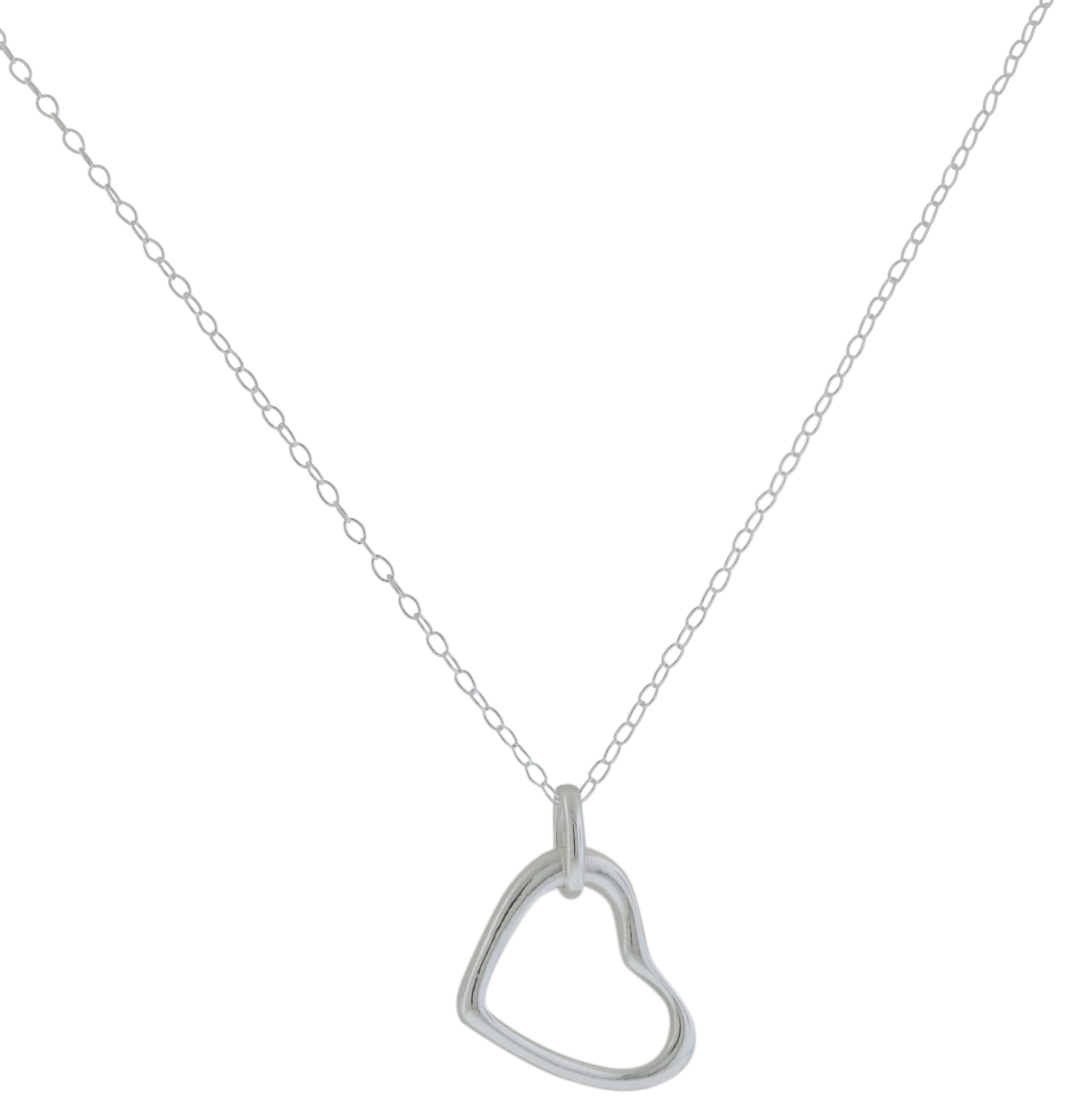 Sterling Silver Open Heart Pendant with Chain -