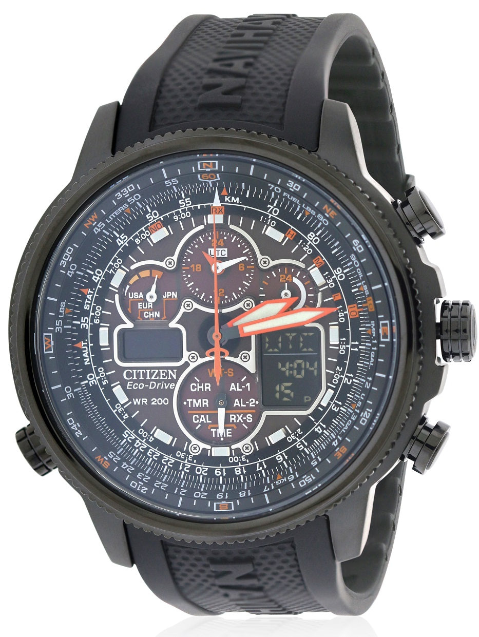 Citizen Eco-Drive Navihawk Atomic Alarm Chronograph Mens Watch