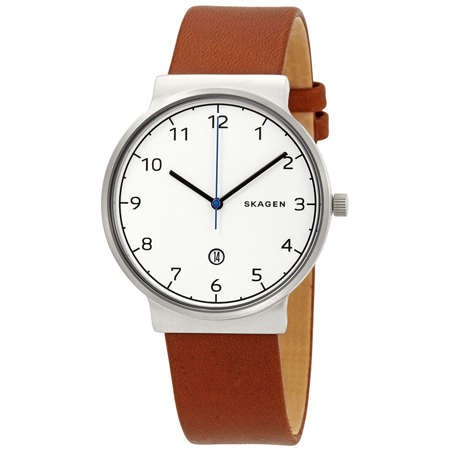 Skagen Ancher Cognac Leather Mens Watch