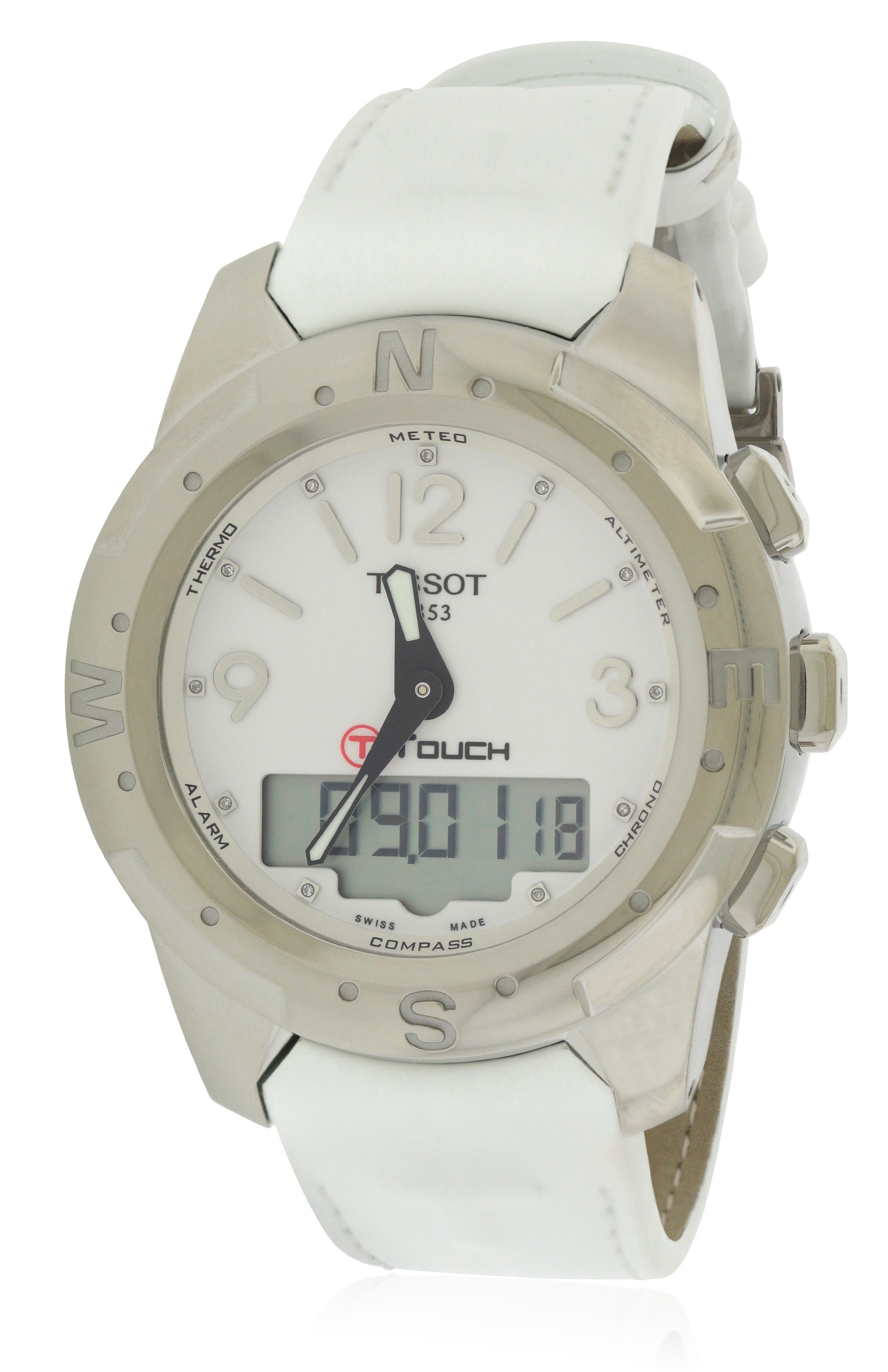 Tissot T-Touch II Titanium Perpetual Leather Diamond Ladies Watch