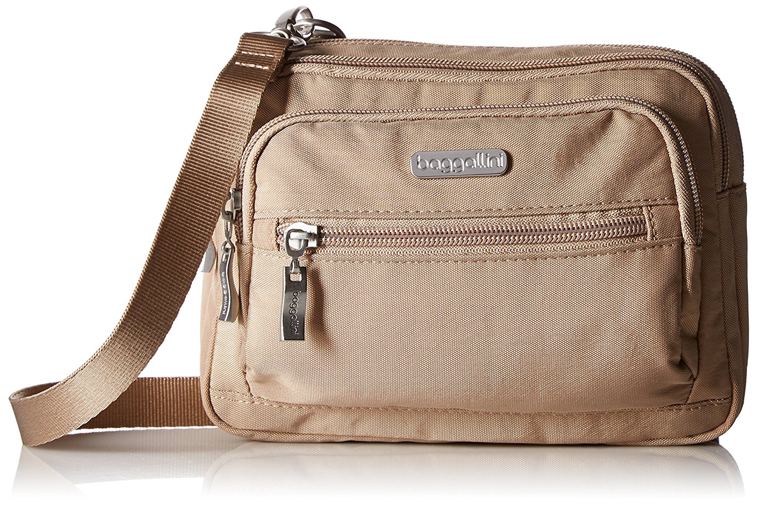 Baggallini Triple Zip Bag Crossbody Bag to Wallet Purse or Waist Pack -