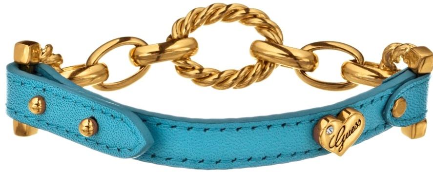 GUESS Blue Leather Chain-Link Bracelet