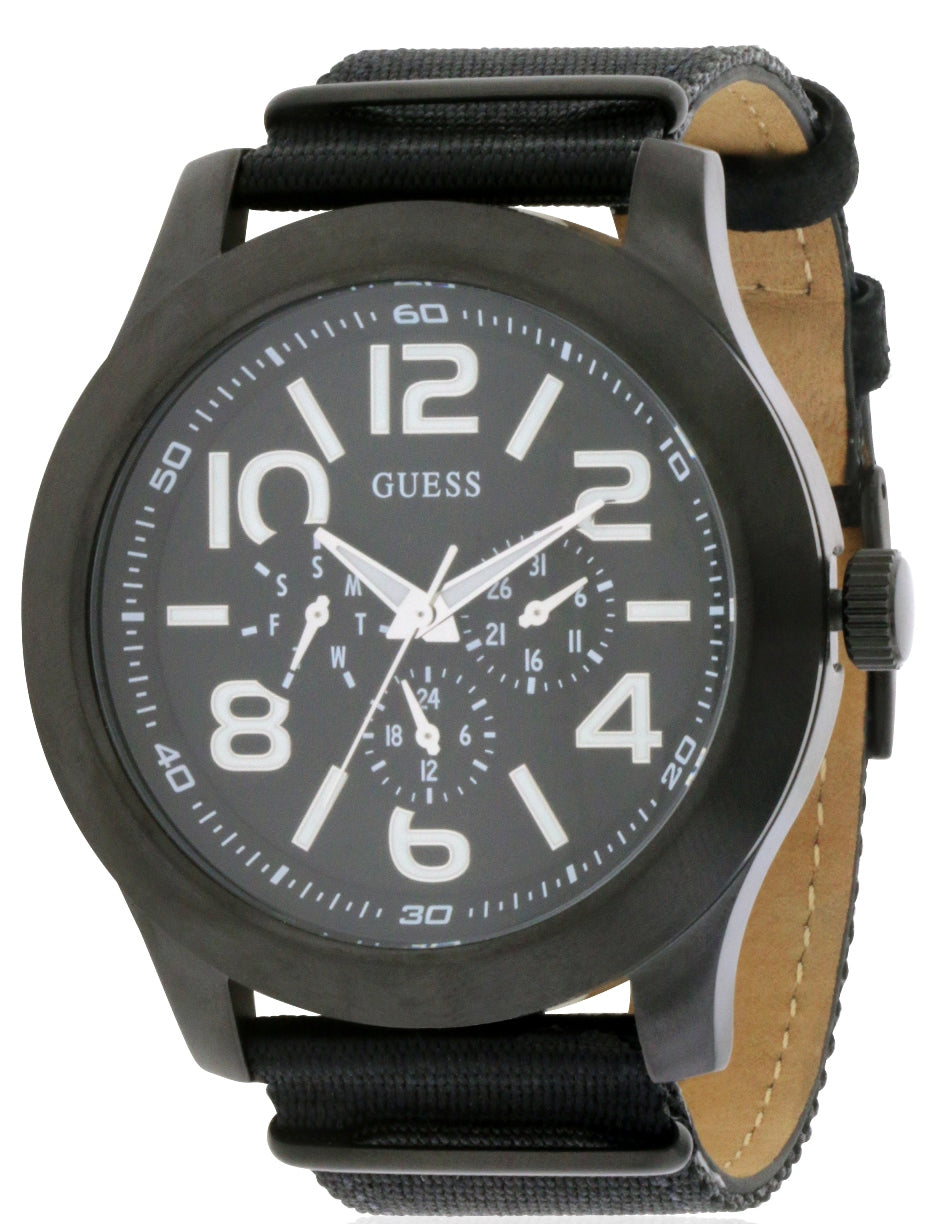 GUESS Rugged Black Fabric Chronograph Mens Watch