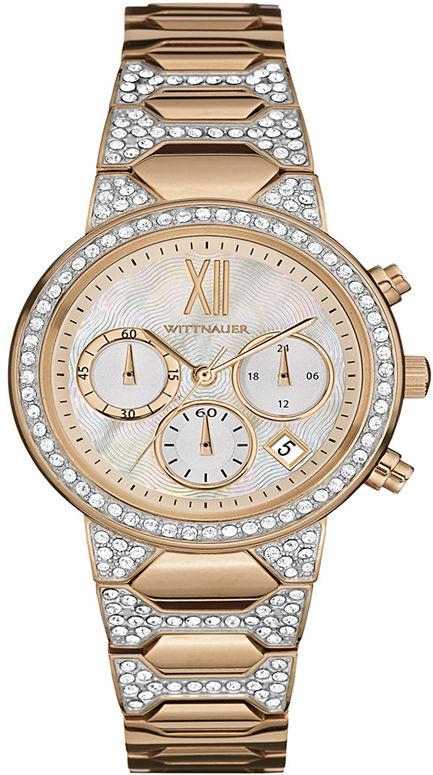 Wittnauer Crystal-Accent Rose Gold-Tone Chronograph Ladies Watch