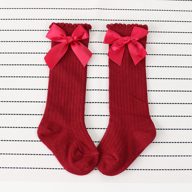 girls red knee socks