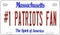Number 1 Patriots Fan Massachusetts State Background Novelty Motorcycle Plate