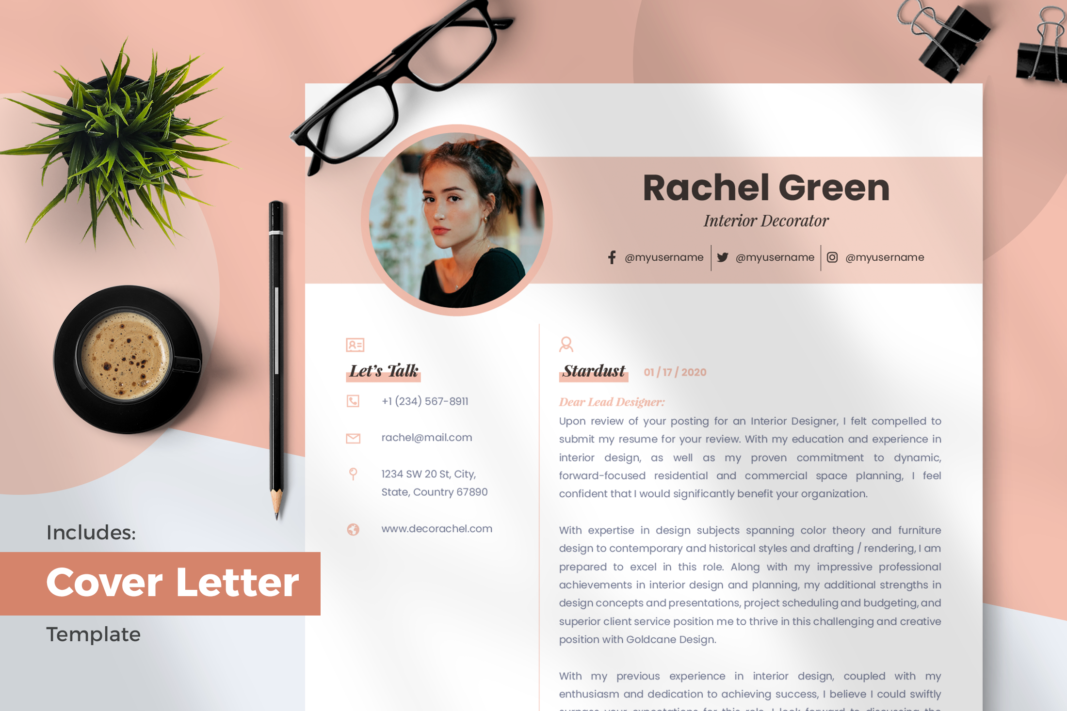 Aria Resume Cover Letter Template Infograpia