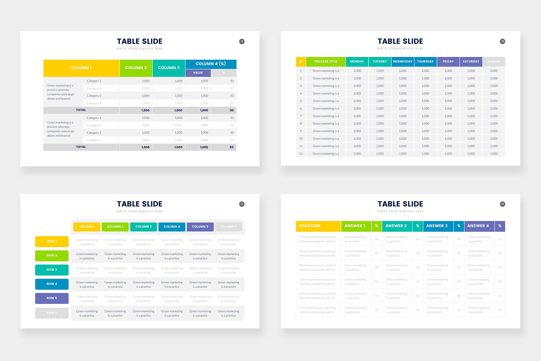 powerpoint slide master editable table