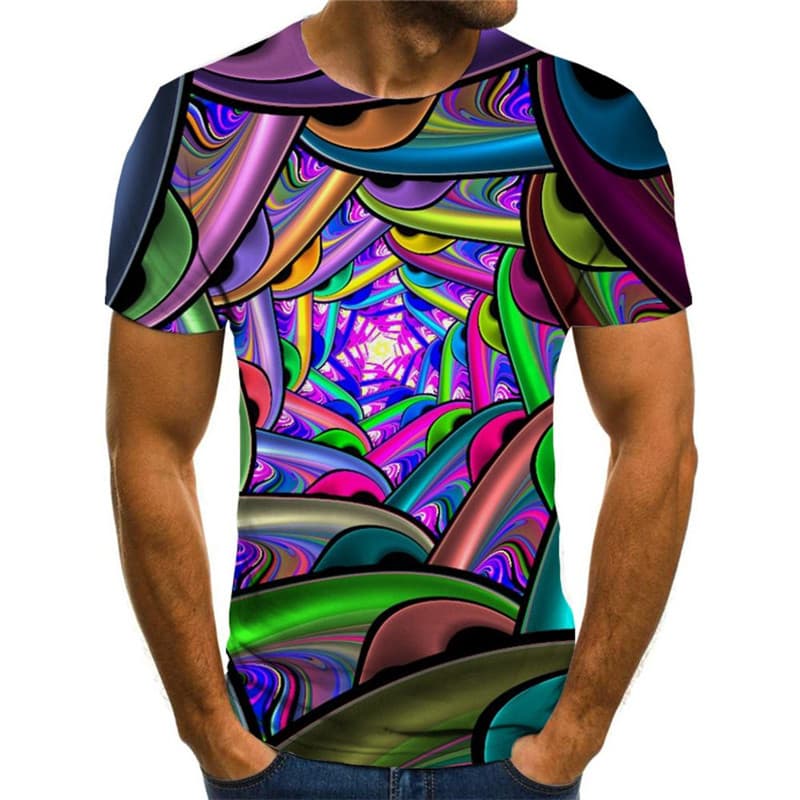 Dizziness T shirt Men Abstract T-shirts 3d Gradient Shirt Print ...