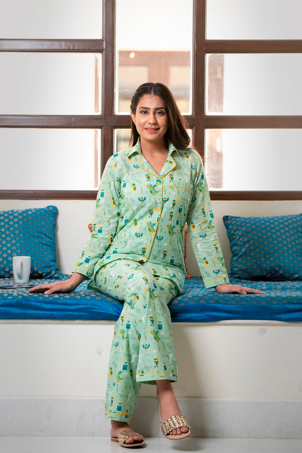 Casual Wear Sky Blue Girls Cotton Night Suit, Wash Care: Handwash at Rs  330/piece in Surat