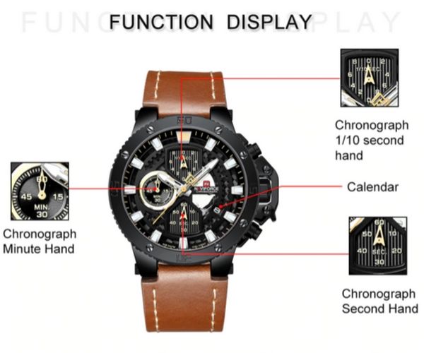 Zincon Mens Chronograph Leather Watch - Function