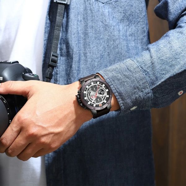 Zincon men's chronograph leather watch - brown
