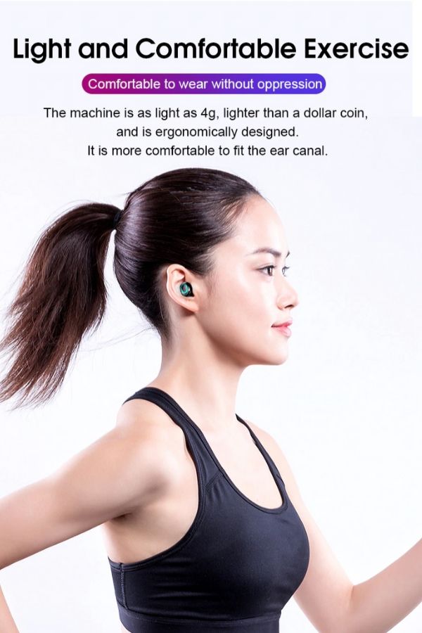 women running wearing True Wireless Earbuds Bluetooth