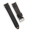 20mm 22mm Quick Release Rally Racing Leather Watch Strap - Black