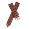 22mm Quick Release Rally Racing Leather Watch Strap - Medium Brown