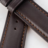 20mm 22mm Quick Release Padded Leather Watch Strap - Dark Brown Full Stitch