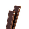 20mm 22mm Quick Release Handmade Leather Watch Strap - Dark Brown White Stitching