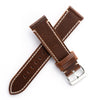 20mm 22mm Quick Release Handmade Leather Watch Strap - Dark Brown White Stitching