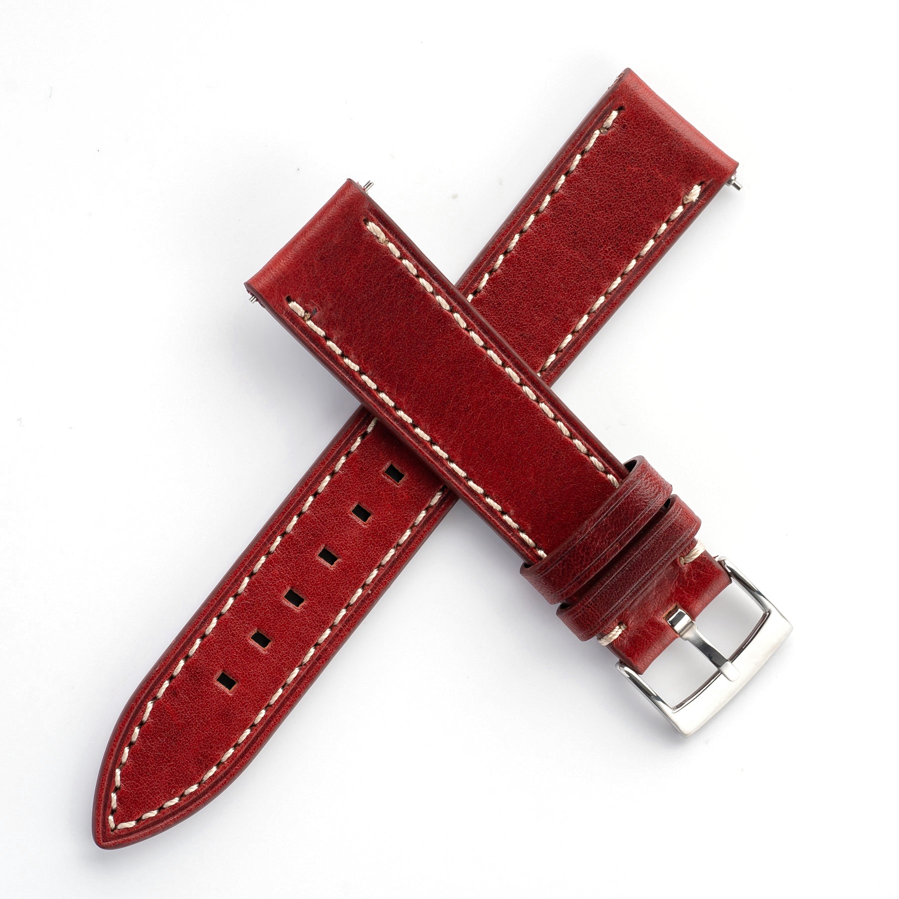 20mm 22mm Quick Release Handmade Leather Watch Strap - Oxblood Red Ful ...