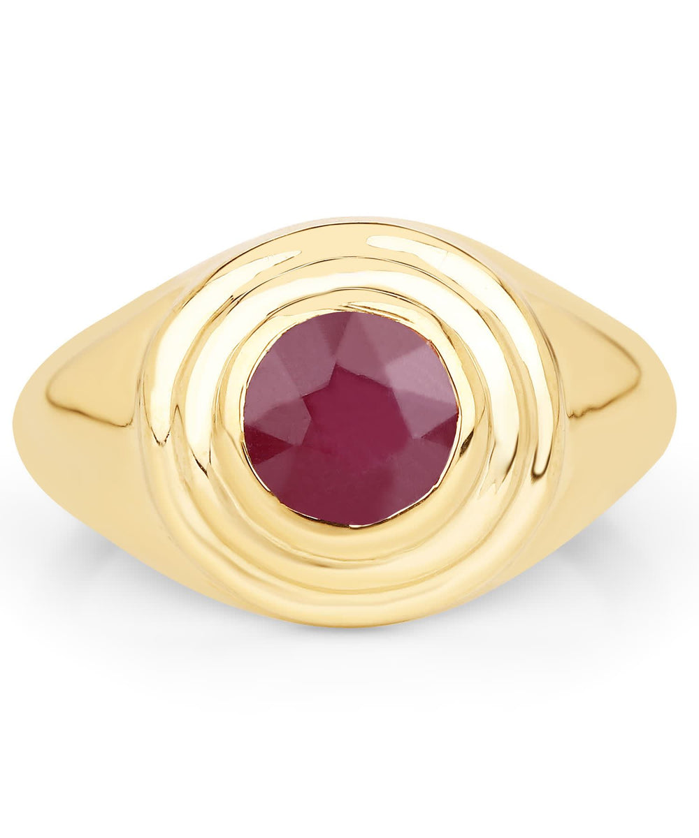 Natural Ruby 14k Gold Plated Pinky Ring – Bloomgem