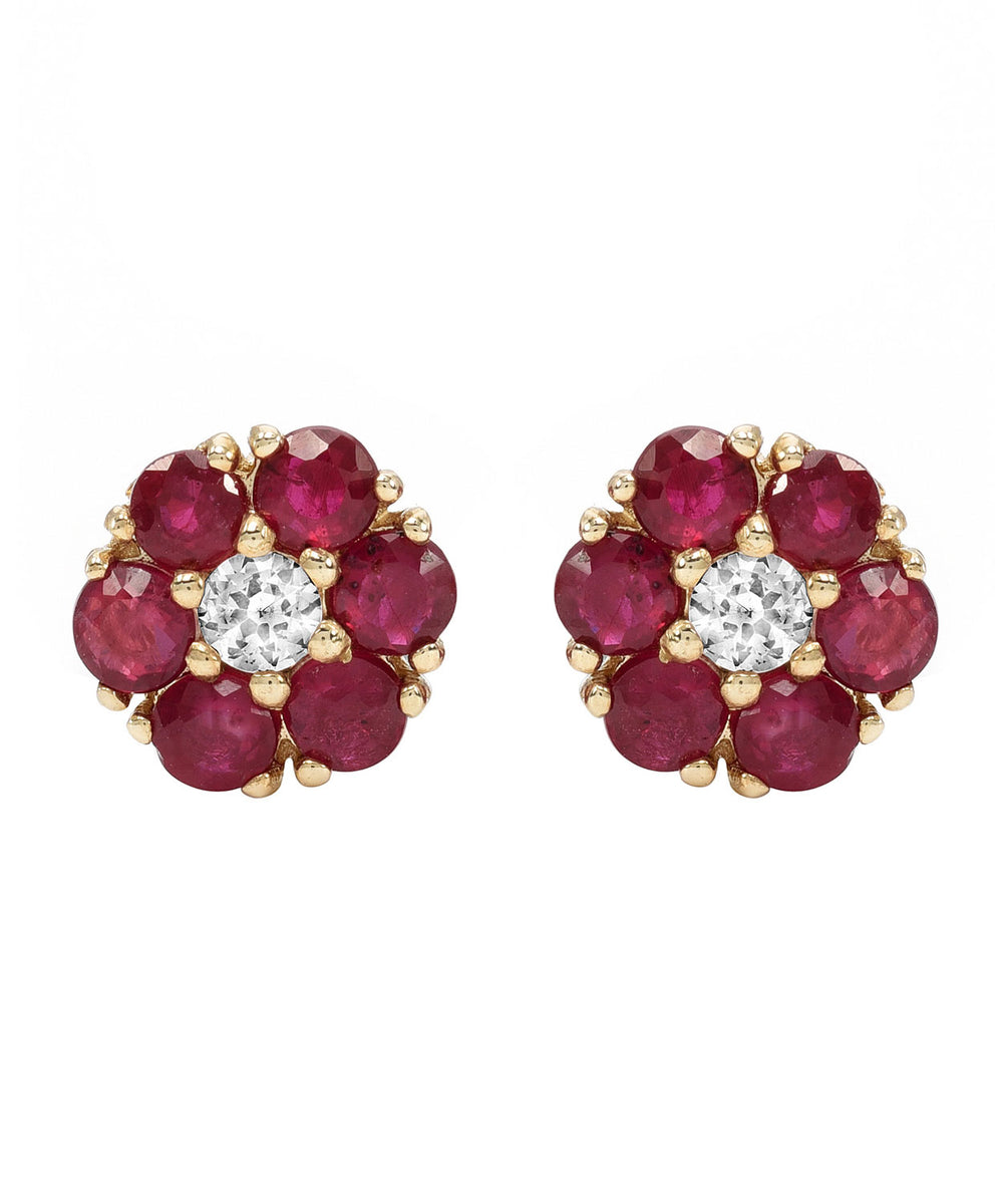 Natural Ruby and Topaz Gold Flower Earrings – Bloomgem