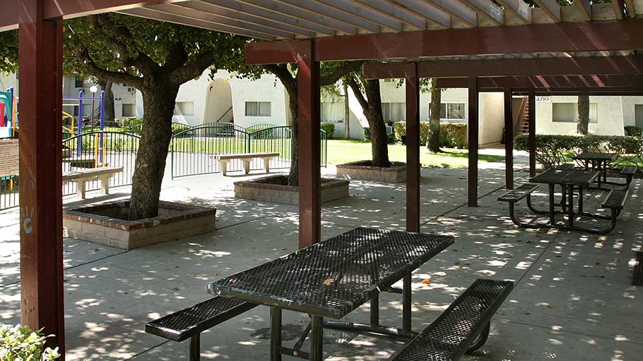 Jamboree La Puente Park affordable family community patio area in La PuenteCA