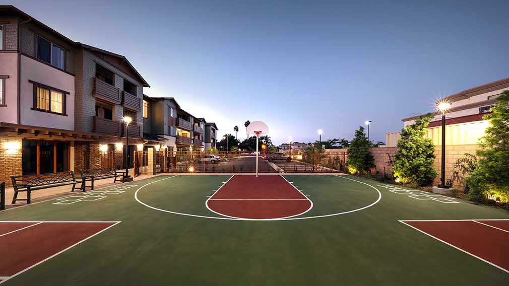 Jamboree Rockwood Apartments basketball court in Anaheim CA