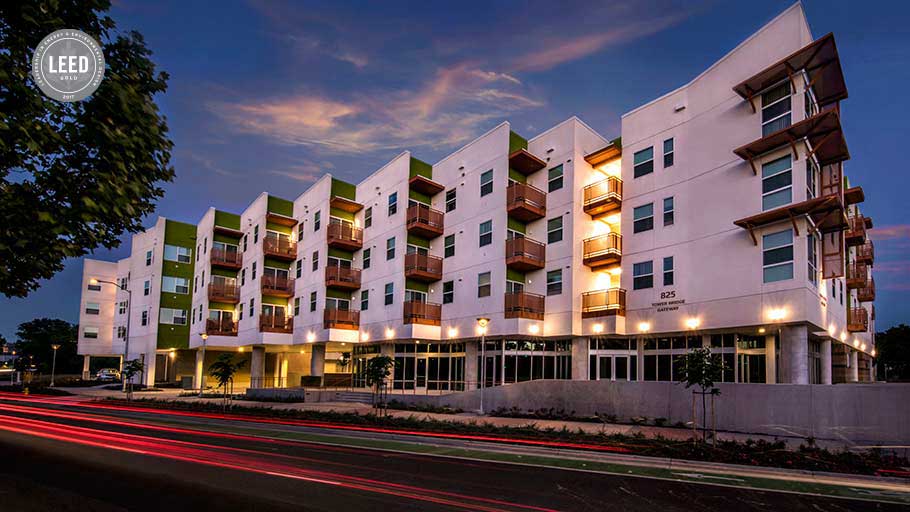 Jamboree West Gateway Place LEED gold designed affordable housing.