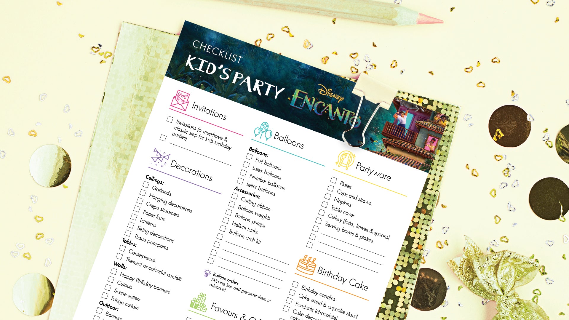Encanto Kids' Birthday Checklist for an amazing birthday party