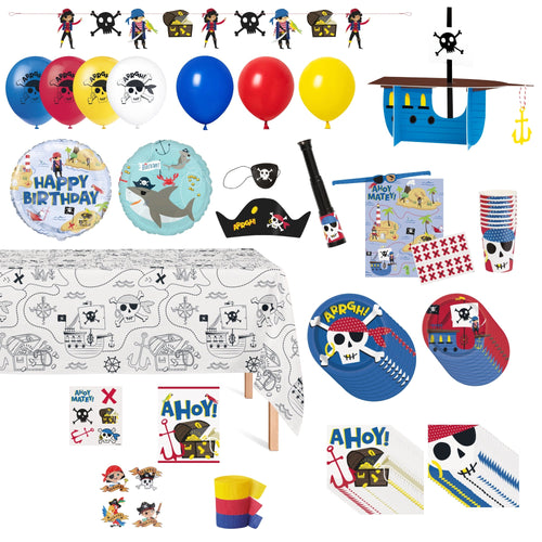 Ahoy Pirate Birthday Party Supplies | Ahoy Pirate Decorations | Ahoy Pirate  Table Centerpiece | Ahoy Pirate Banner | Ahoy Pirate Hanging Tassels