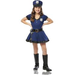 Costume de policier, enfants, robe bleue avec chapeau/gants
