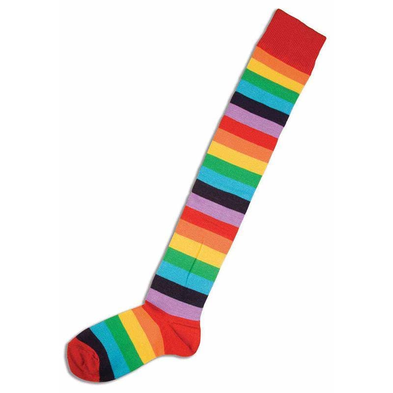 Multicolor Knee High Clown Socks for Adults | Party Expert