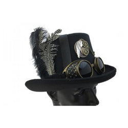 Zenbath Steampunk Halloween Costumes - Steampunk Hat with Goggles - Steampunk Accessories - Gentlemans Costume, Adult Unisex, Size: One size, Black