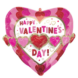 Pink, Red & White Heart Happy Valentine's Day Cardstock & Foil Banner Set,  6ft, 4pc