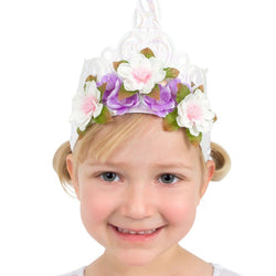 Couronne de licorne à fleurs avec corne, multicolore, taille unique, paq.  8, accessoire à porter pour anniversaires