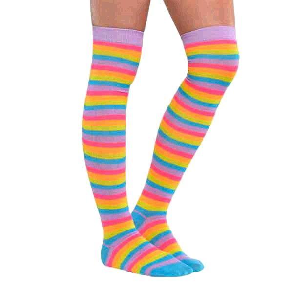 Multicolor striped knee high socks for adults – Party Expert