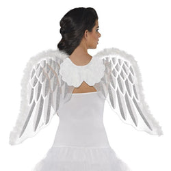 Ailes en plumes d'ange flottant, blanc, taille unique, accessoire de  costume à porter pour l'Halloween