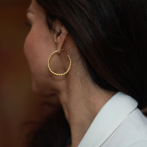 Grandes boucles d'oreilles créoles dorées pour femmes RM Kandy