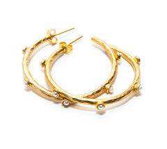 Boucles d'oreilles Gold Hoop avec petites perles chez RM Kandy