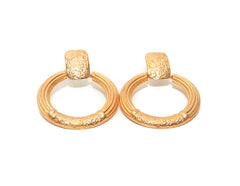 Women's Large Textured Gold Hoop Statement Earrings