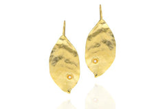 Women's Gold Leaf Earrings with Pearl Detail at RM Kandy